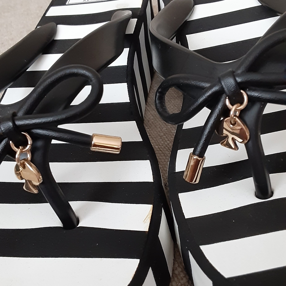 Kate Spade Black and White Striped Women's Sandals - Picture 4 of 11